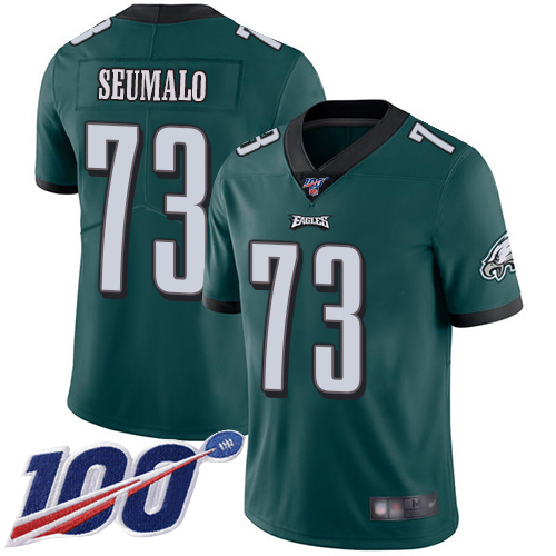 Men Philadelphia Eagles #73 Isaac Seumalo Midnight Green Team Color Vapor Untouchable NFL Jersey Limited 100th